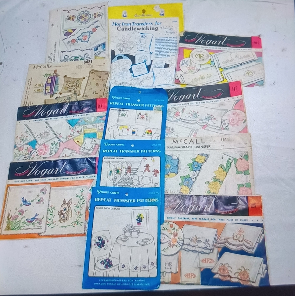 Vtg Hot iron on Transfers. Bogart McCall's lot of 11